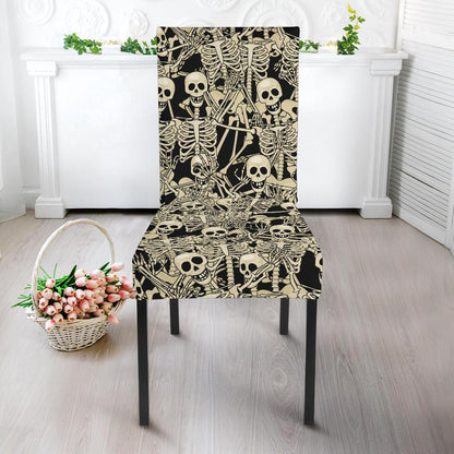 Skeleton Design Print Dining Chair Slipcover-JTAMIGO.COM