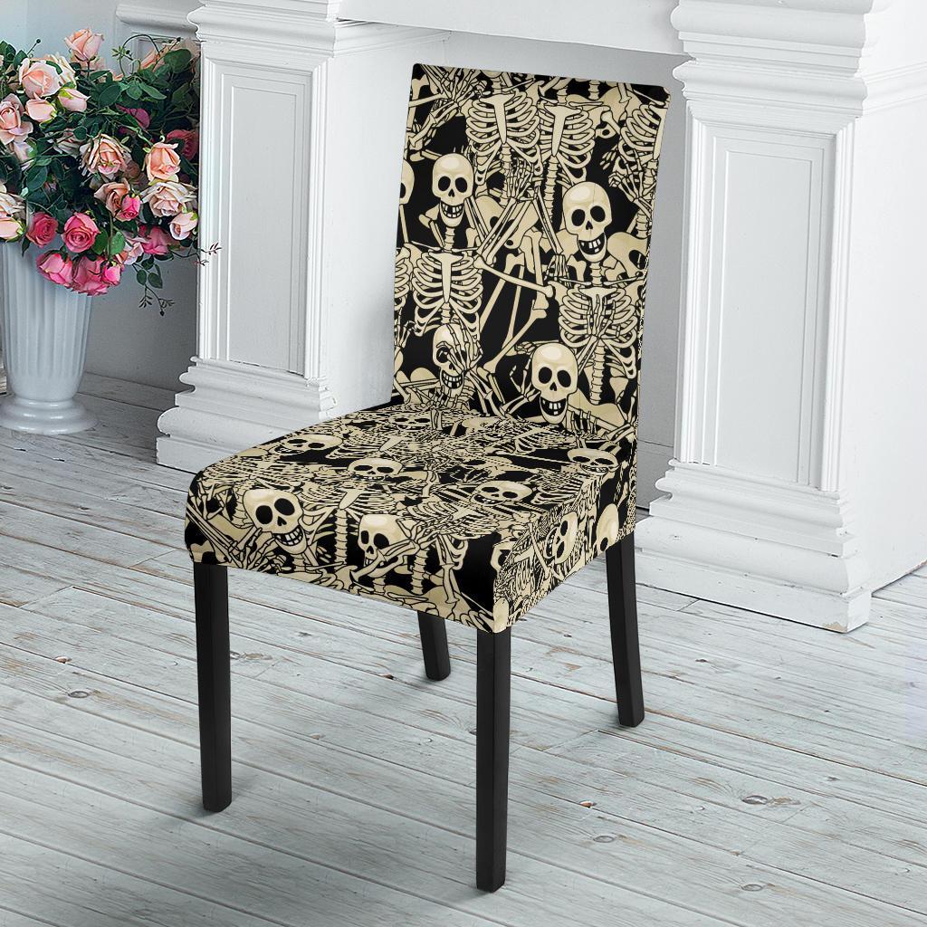 Skeleton Design Print Dining Chair Slipcover-JTAMIGO.COM