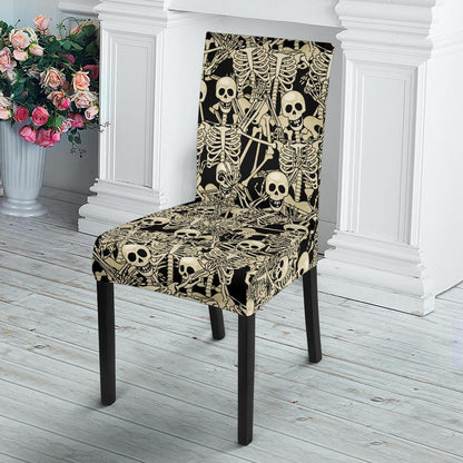 Skeleton Design Print Dining Chair Slipcover-JTAMIGO.COM