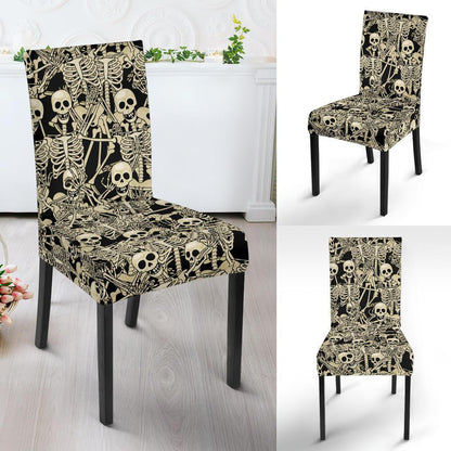 Skeleton Design Print Dining Chair Slipcover-JTAMIGO.COM