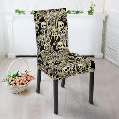 Skeleton Design Print Dining Chair Slipcover-JTAMIGO.COM
