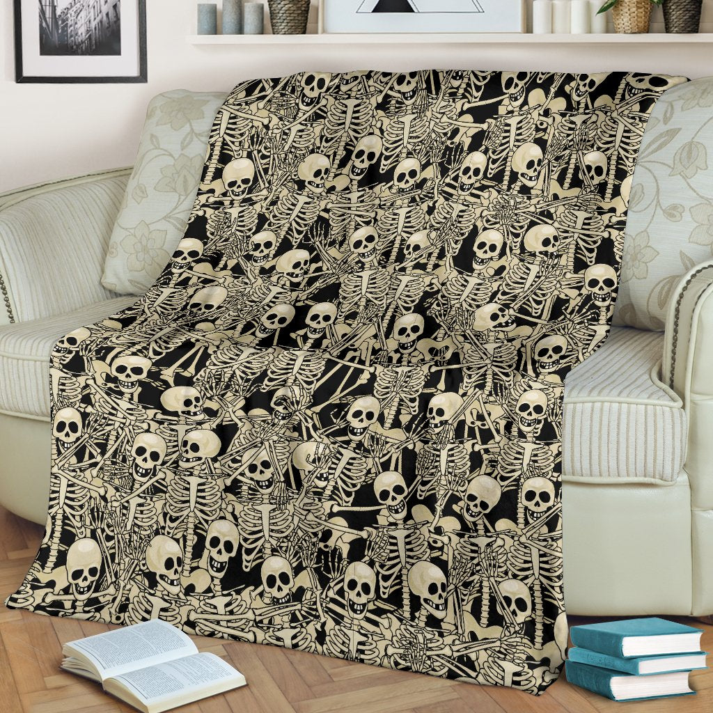 Skeleton Design Print Fleece Blanket