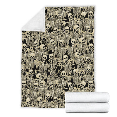 Skeleton Design Print Fleece Blanket