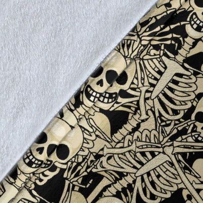 Skeleton Design Print Fleece Blanket