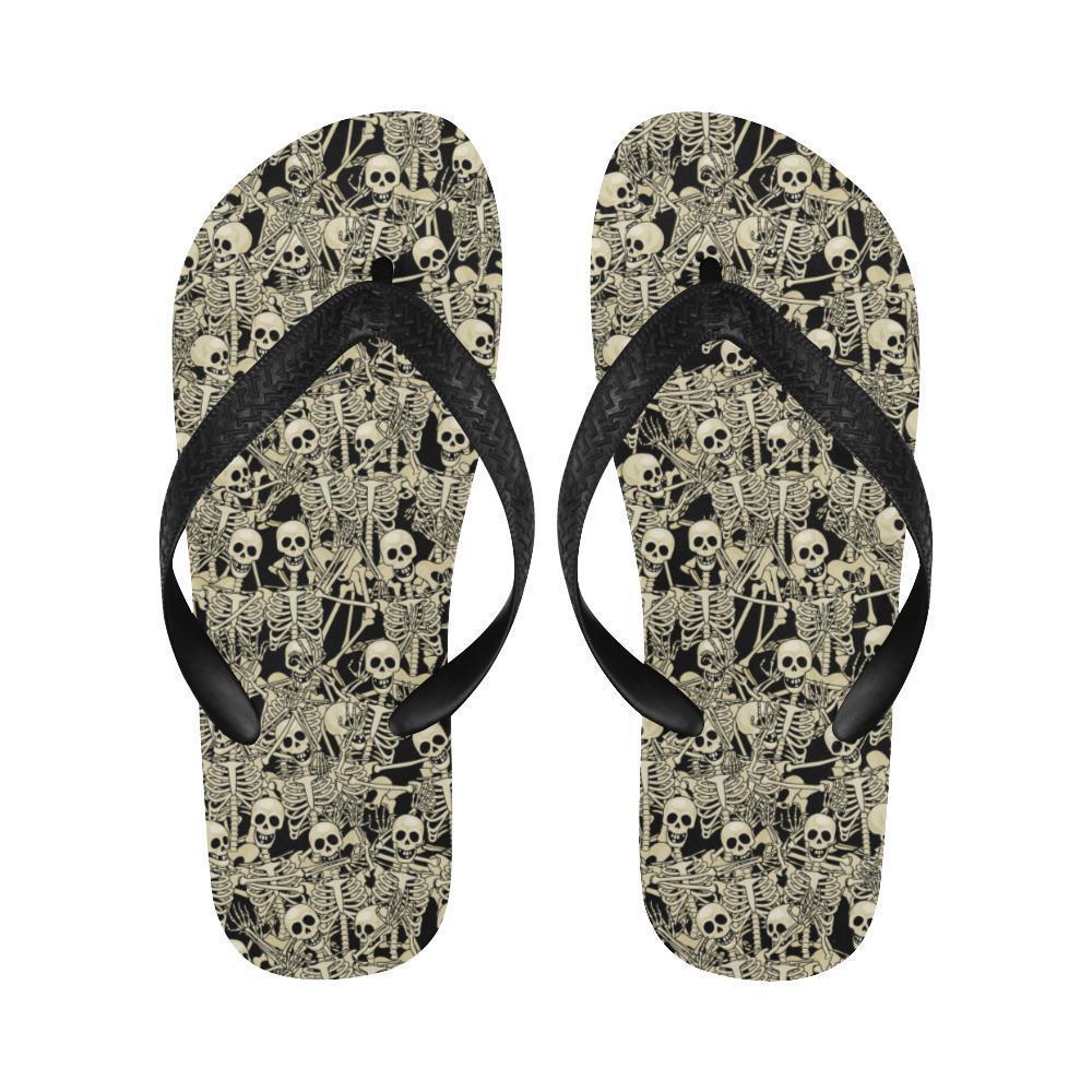 Skeleton Design Print Flip Flops-JTAMIGO.COM