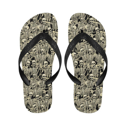 Skeleton Design Print Flip Flops-JTAMIGO.COM