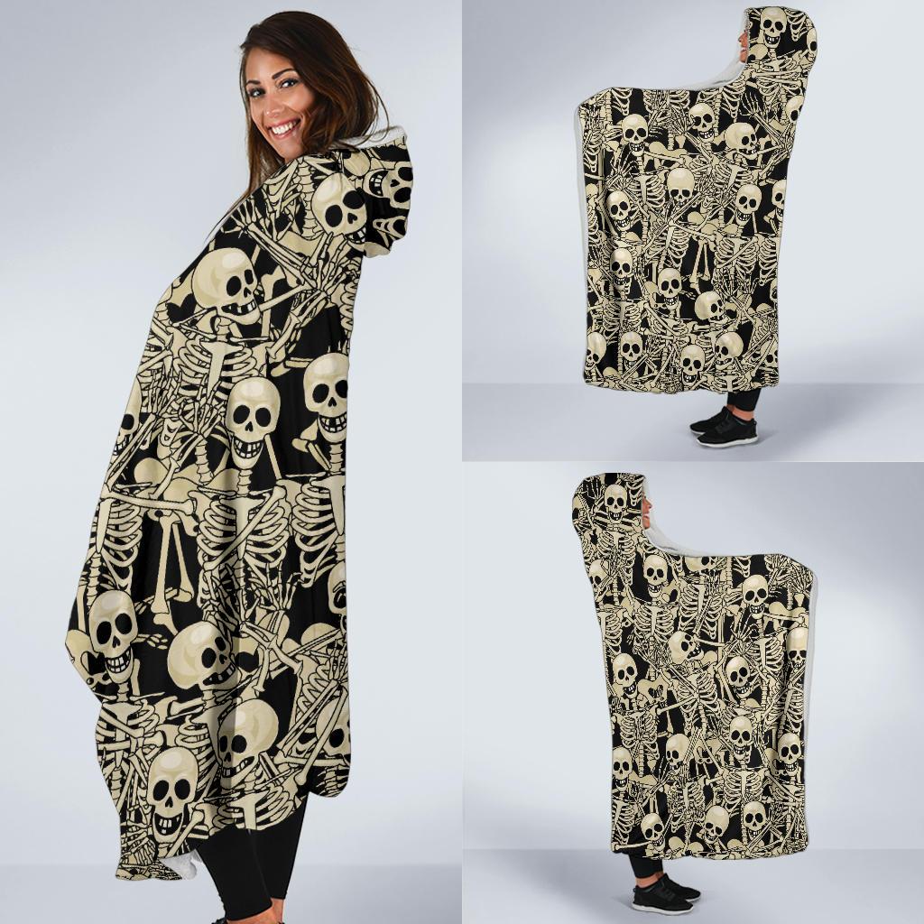 Skeleton Design Print Hooded Blanket-JTAMIGO.COM