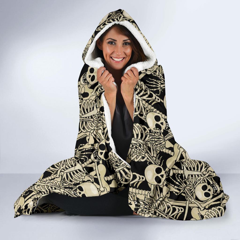 Skeleton Design Print Hooded Blanket-JTAMIGO.COM