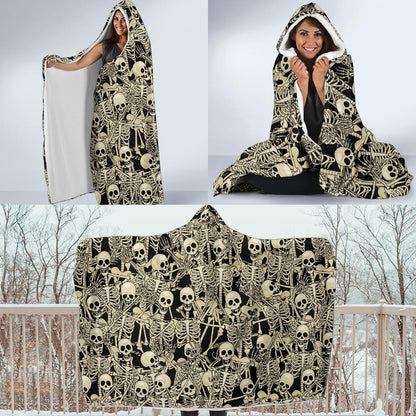 Skeleton Design Print Hooded Blanket-JTAMIGO.COM