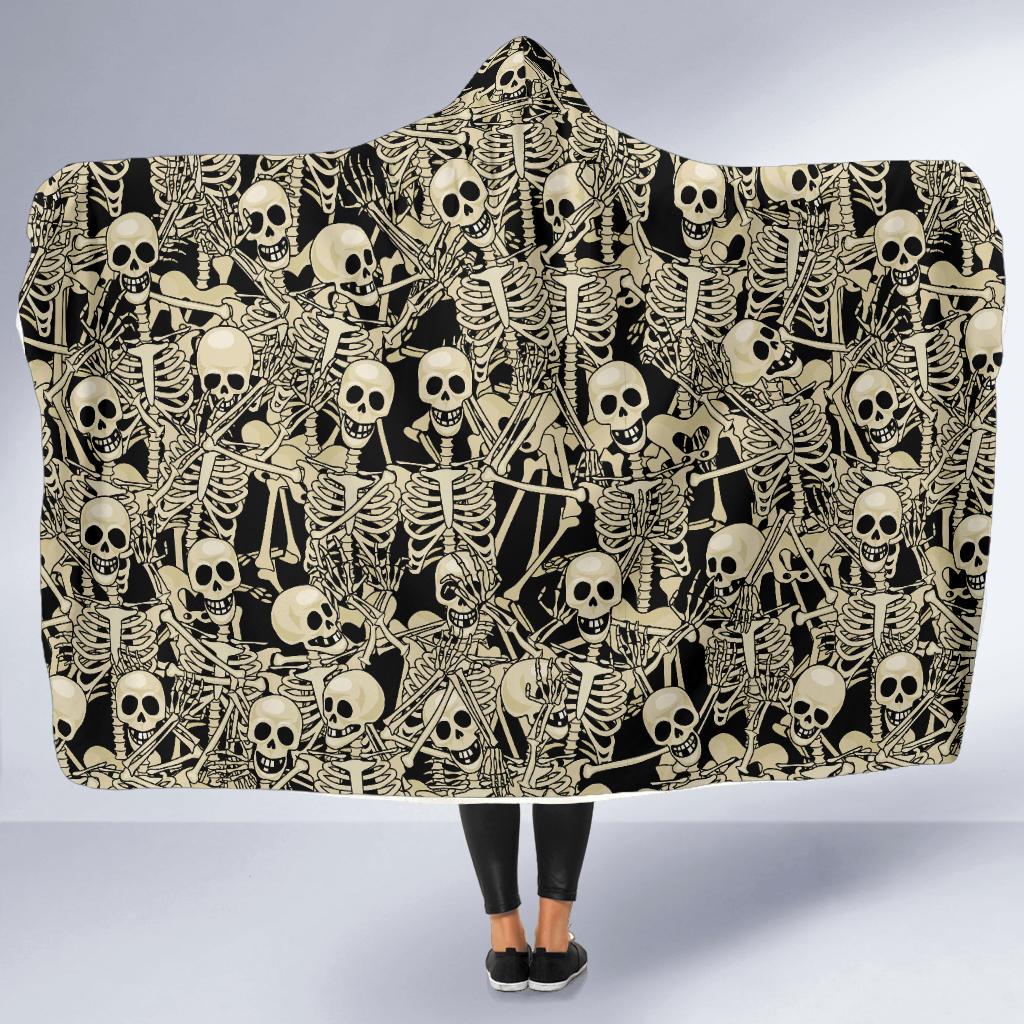 Skeleton Design Print Hooded Blanket-JTAMIGO.COM