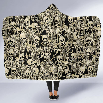 Skeleton Design Print Hooded Blanket-JTAMIGO.COM