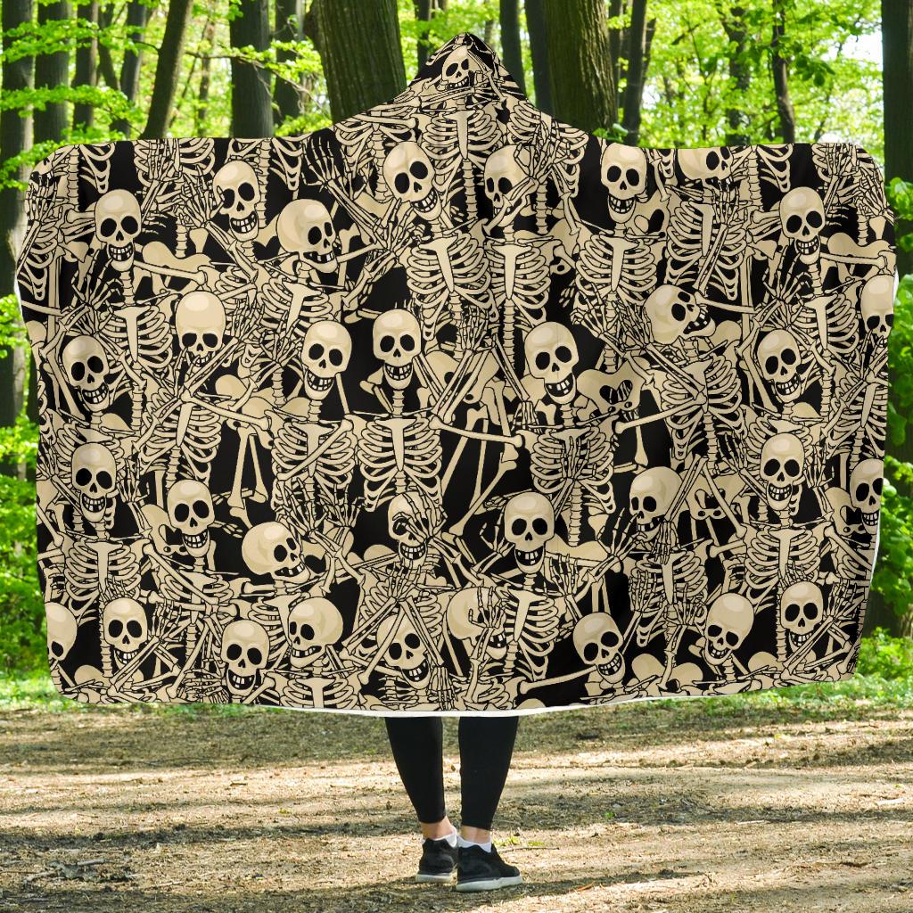 Skeleton Design Print Hooded Blanket-JTAMIGO.COM