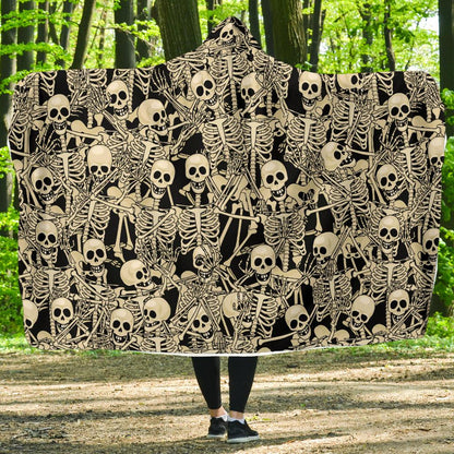 Skeleton Design Print Hooded Blanket-JTAMIGO.COM