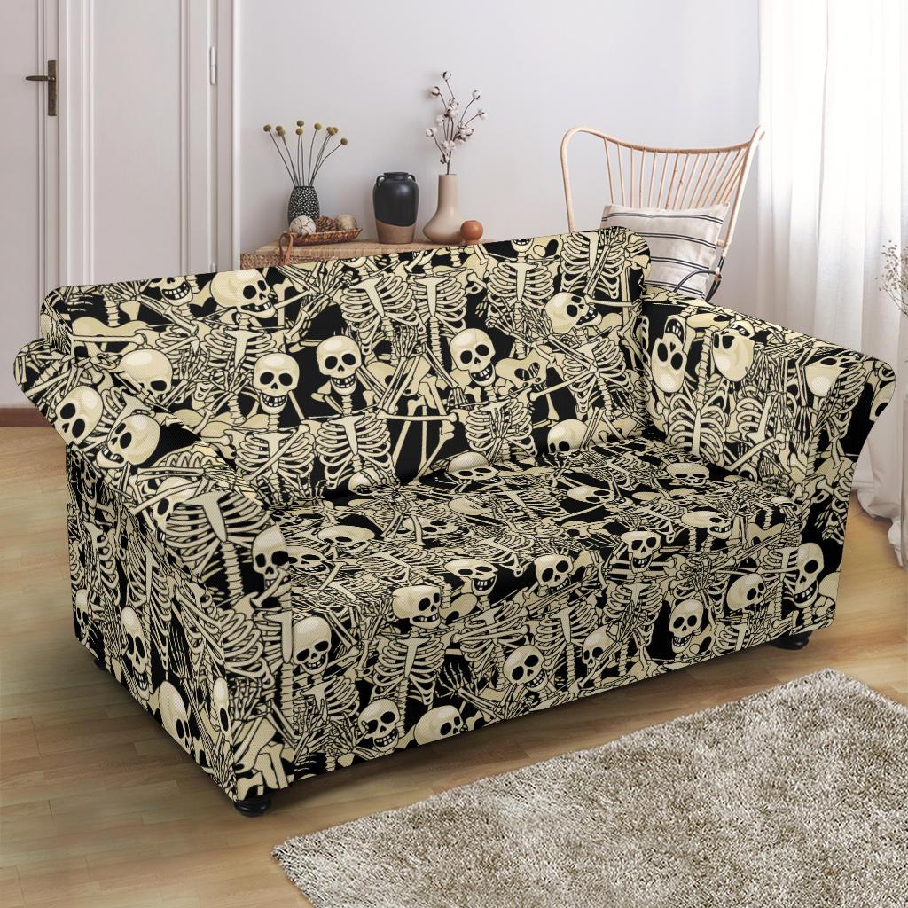 Skeleton Design Print Loveseat Slipcover-JTAMIGO.COM