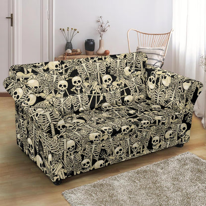 Skeleton Design Print Loveseat Slipcover-JTAMIGO.COM
