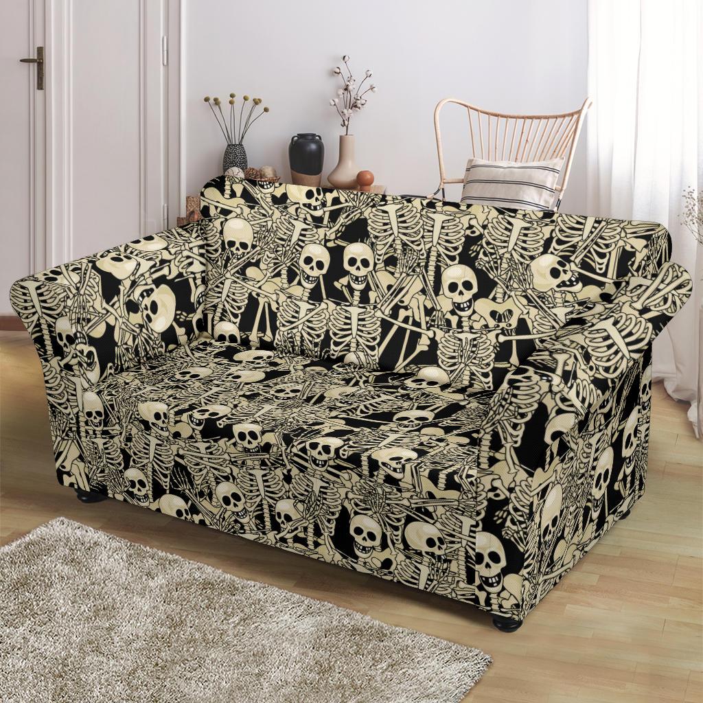 Skeleton Design Print Loveseat Slipcover-JTAMIGO.COM