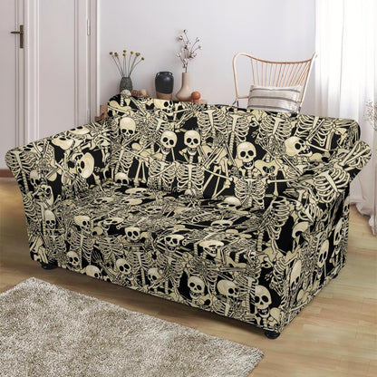 Skeleton Design Print Loveseat Slipcover-JTAMIGO.COM