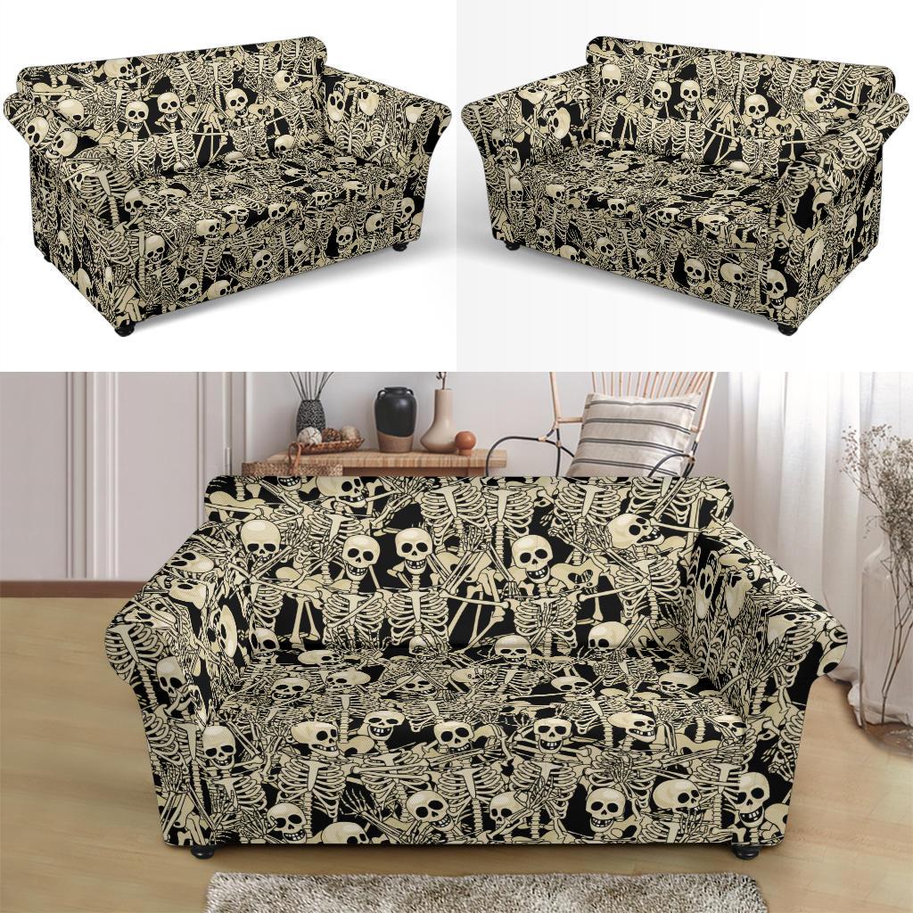 Skeleton Design Print Loveseat Slipcover-JTAMIGO.COM