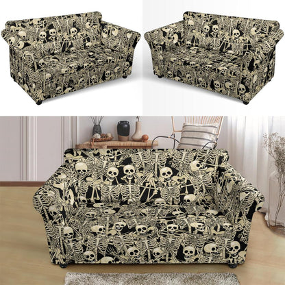 Skeleton Design Print Loveseat Slipcover-JTAMIGO.COM