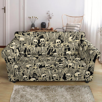 Skeleton Design Print Loveseat Slipcover-JTAMIGO.COM