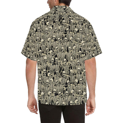 Skeleton Design Print Men Aloha Hawaiian Shirt