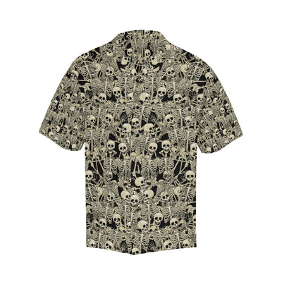 Skeleton Design Print Men Aloha Hawaiian Shirt