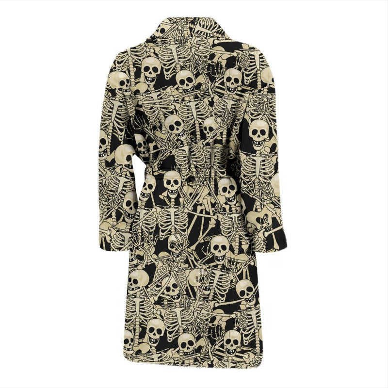 Skeleton Design Print Men Bath Robe-JTAMIGO.COM