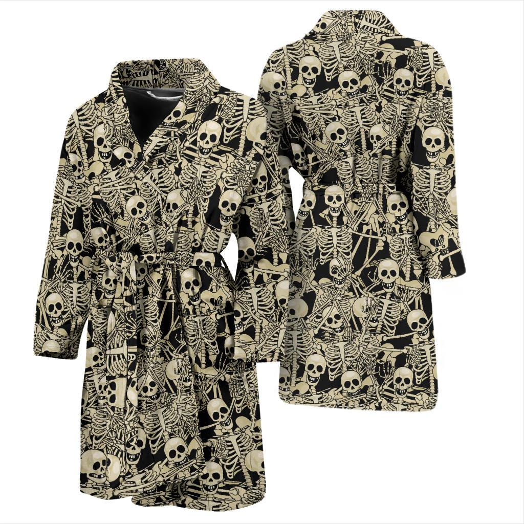Skeleton Design Print Men Bath Robe-JTAMIGO.COM