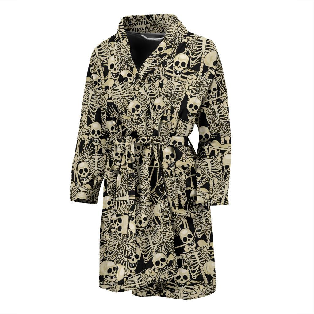 Skeleton Design Print Men Bath Robe-JTAMIGO.COM