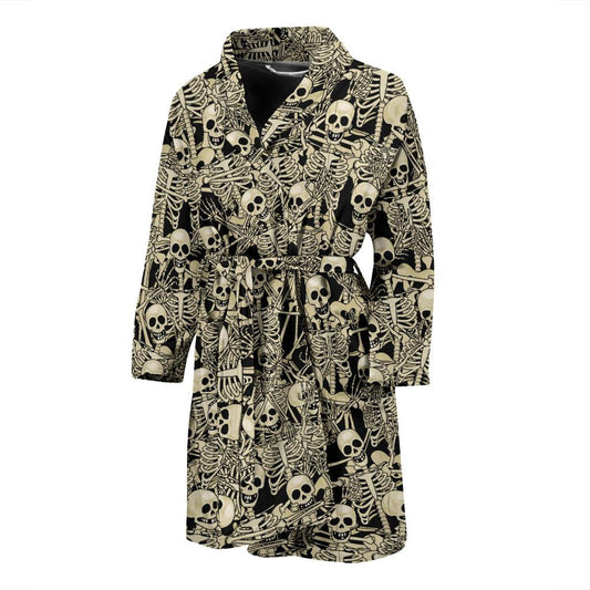 Skeleton Design Print Men Bath Robe-JTAMIGO.COM