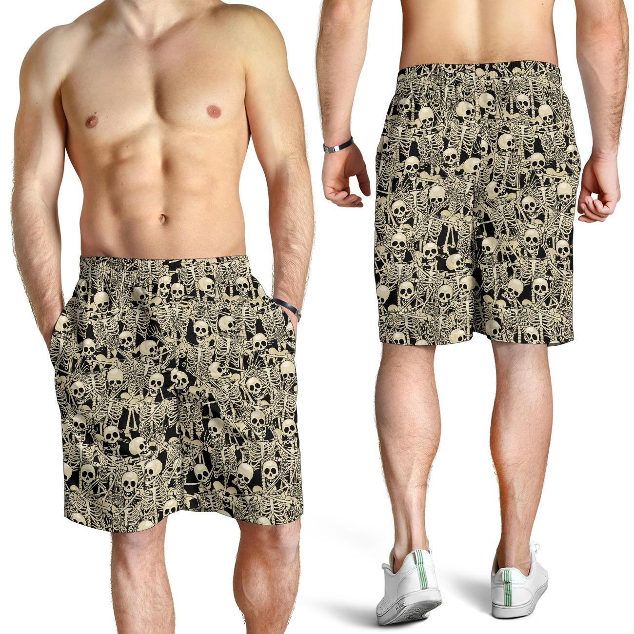 Skeleton Design Print Mens Shorts-JTAMIGO.COM