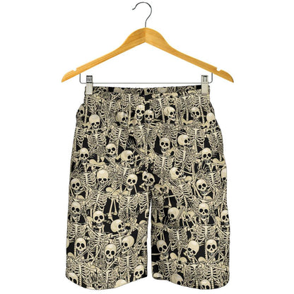 Skeleton Design Print Mens Shorts-JTAMIGO.COM