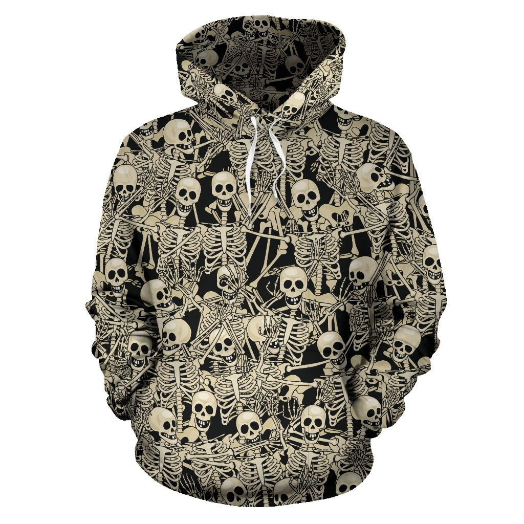 Skeleton Design Print Pullover Hoodie