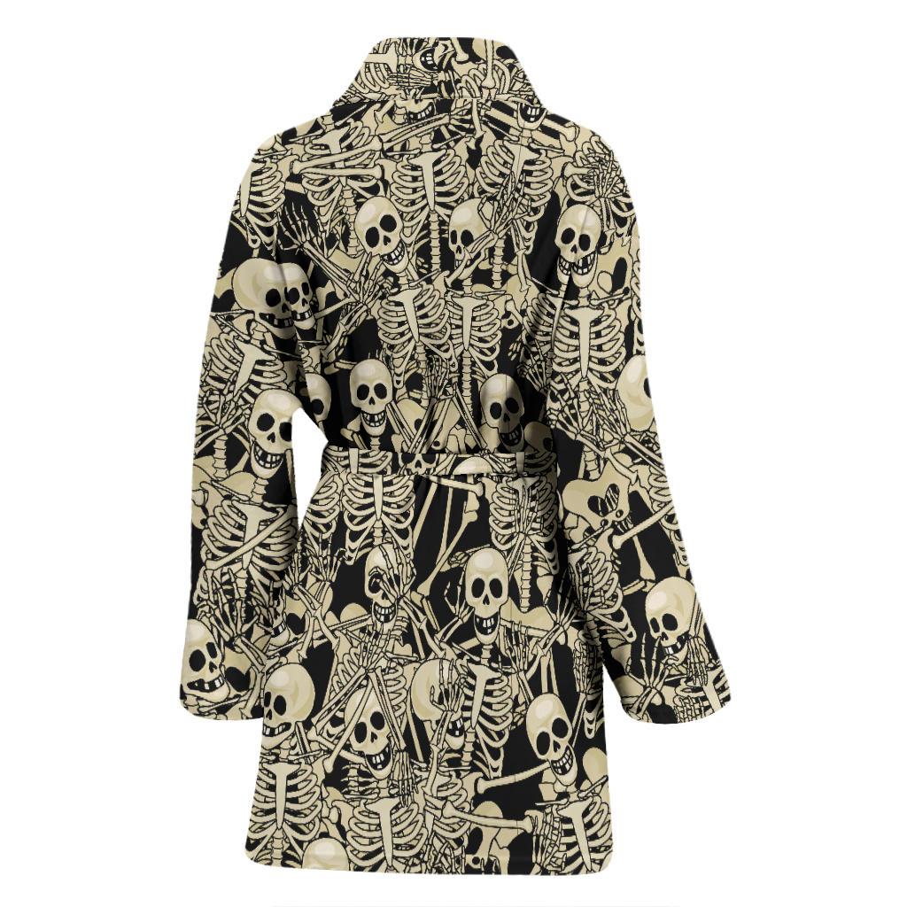 Skeleton Design Print Women Bath Robe-JTAMIGO.COM