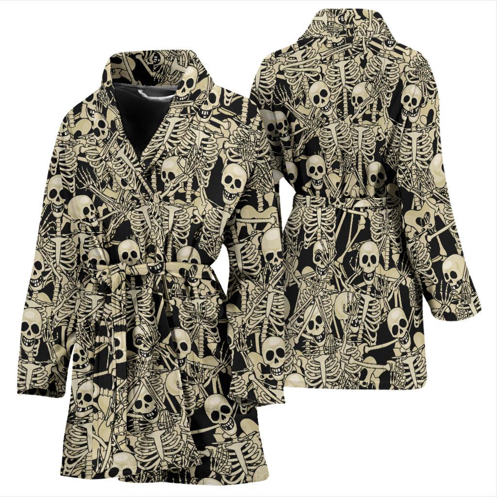 Skeleton Design Print Women Bath Robe-JTAMIGO.COM