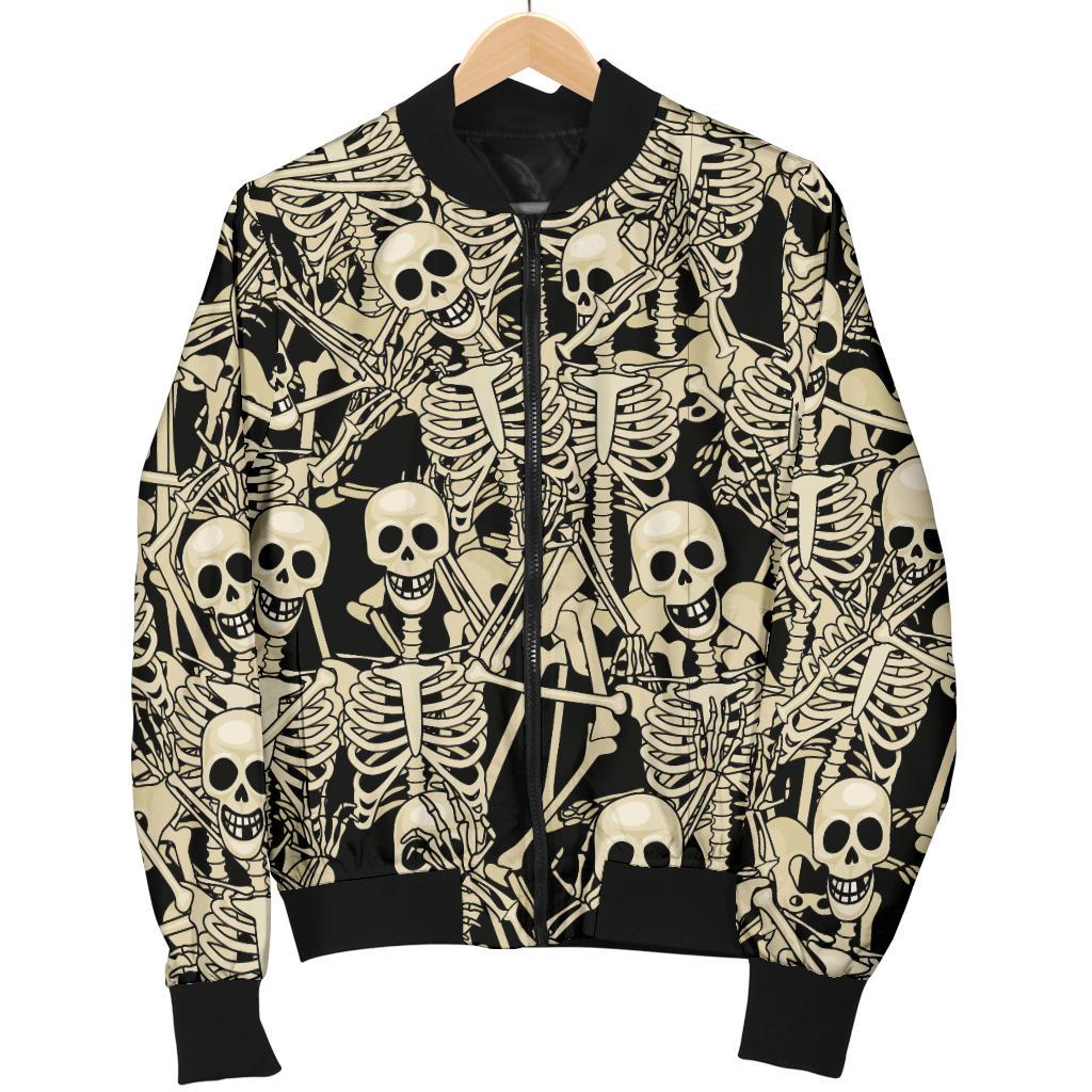 Skeleton Design Print Women Casual Bomber Jacket