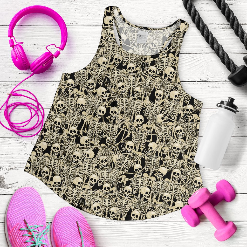 Skeleton Design Print Women Racerback Tank Top