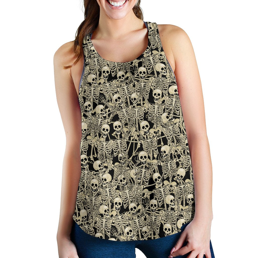 Skeleton Design Print Women Racerback Tank Top