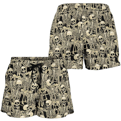 Skeleton Design Print Women Shorts-JTAMIGO.COM