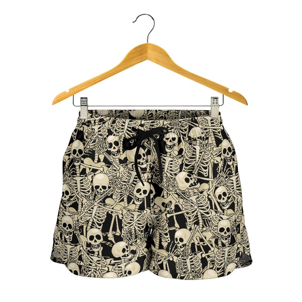 Skeleton Design Print Women Shorts-JTAMIGO.COM