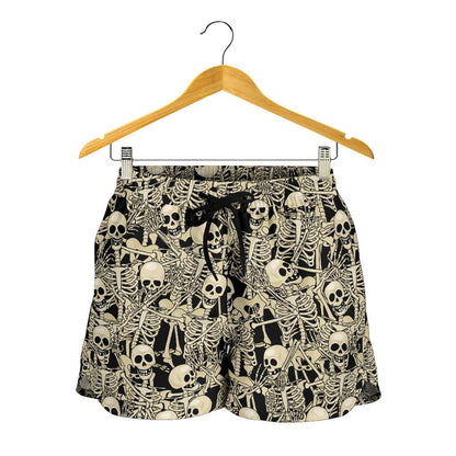 Skeleton Design Print Women Shorts-JTAMIGO.COM