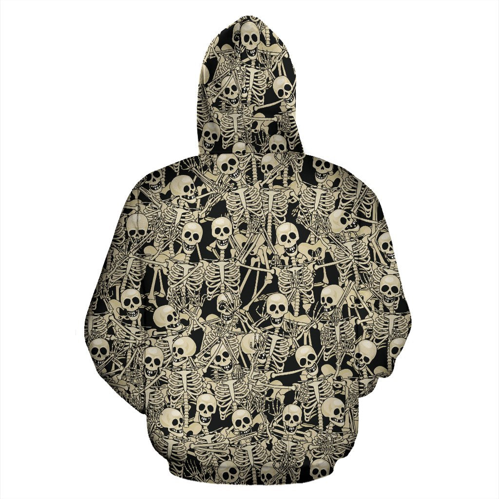 Skeleton Design Print Zip Up Hoodie