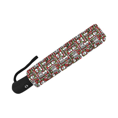 Skeleton Pattern Print Automatic Foldable Umbrella