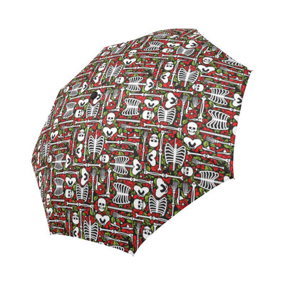 Skeleton Pattern Print Automatic Foldable Umbrella