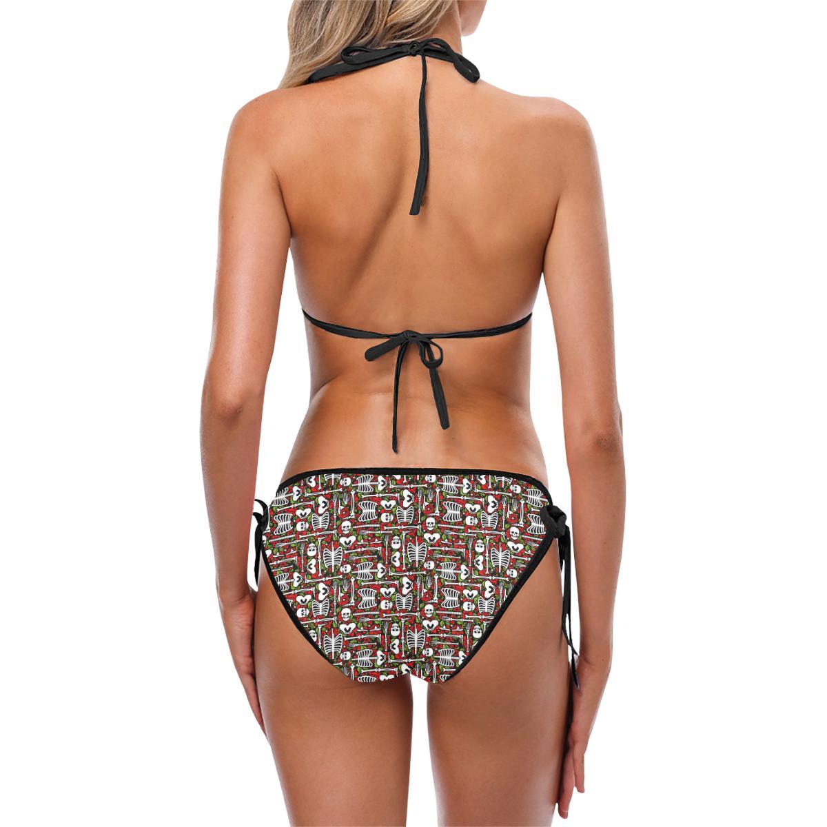 Skeleton Pattern Print Bikini Swimsuit-JTAMIGO.COM