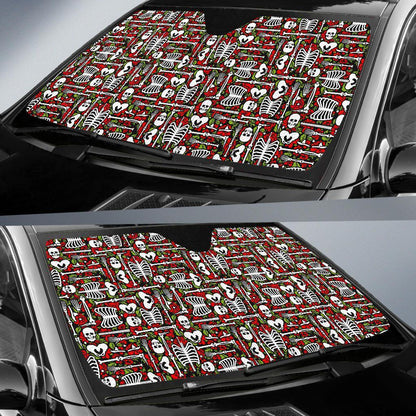 Skeleton Pattern Print Car Sun Shade For Windshield
