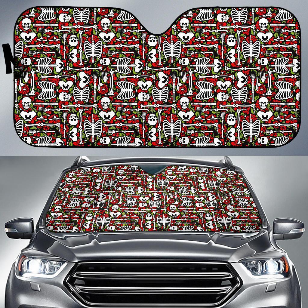 Skeleton Pattern Print Car Sun Shade For Windshield