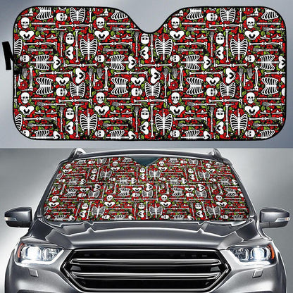 Skeleton Pattern Print Car Sun Shade For Windshield