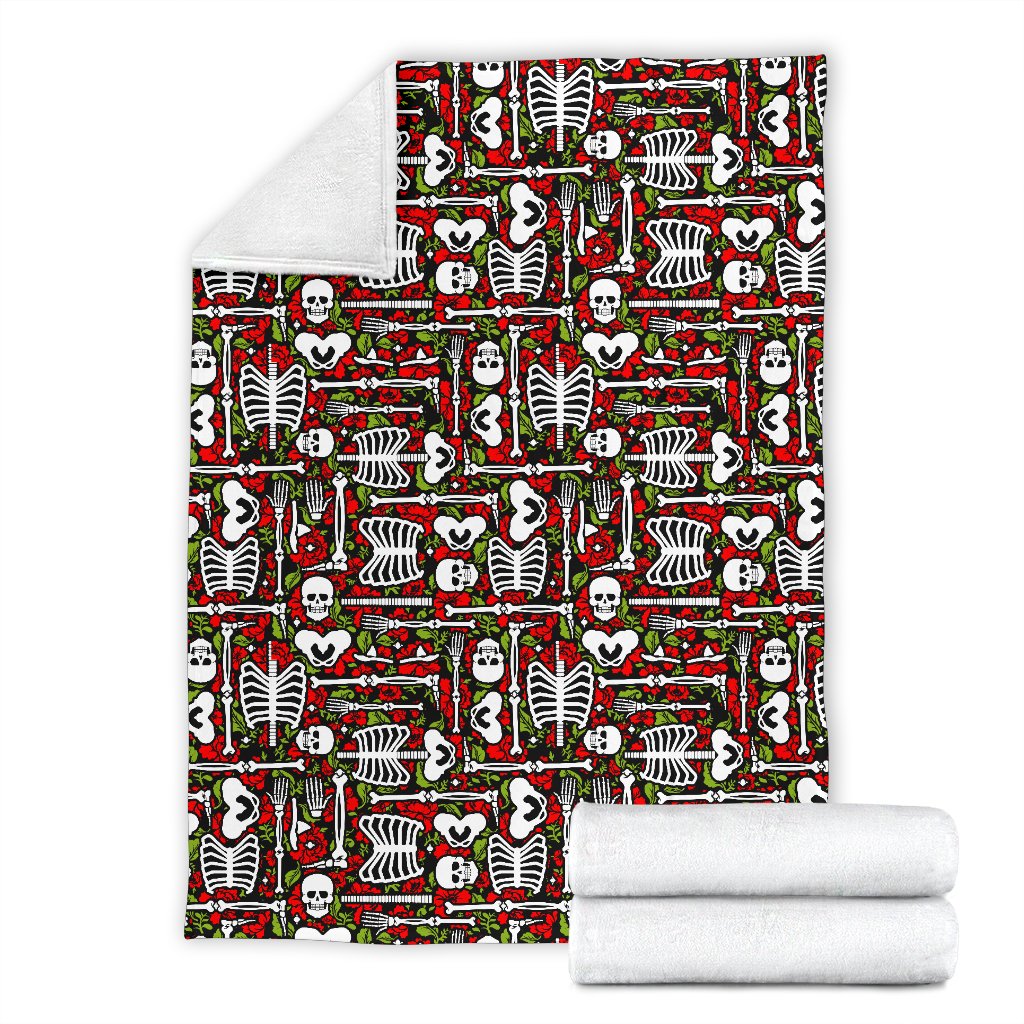 Skeleton Pattern Print Fleece Blanket