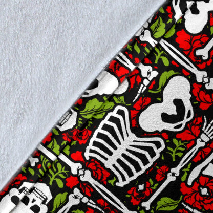 Skeleton Pattern Print Fleece Blanket